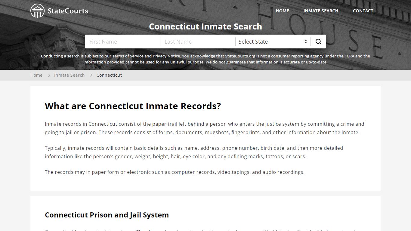 Connecticut Inmate Search, Prison and Jail Information ...